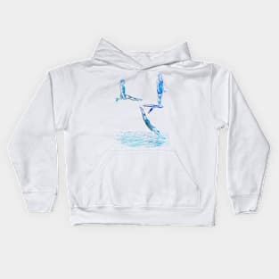 Diving Lesson In Blue Kids Hoodie